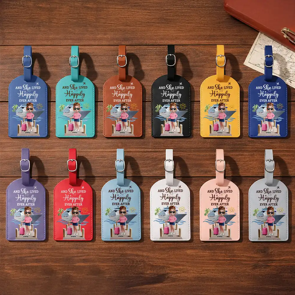 All My Cruise Crap - Personalized Leather Luggage Tag - Image 2