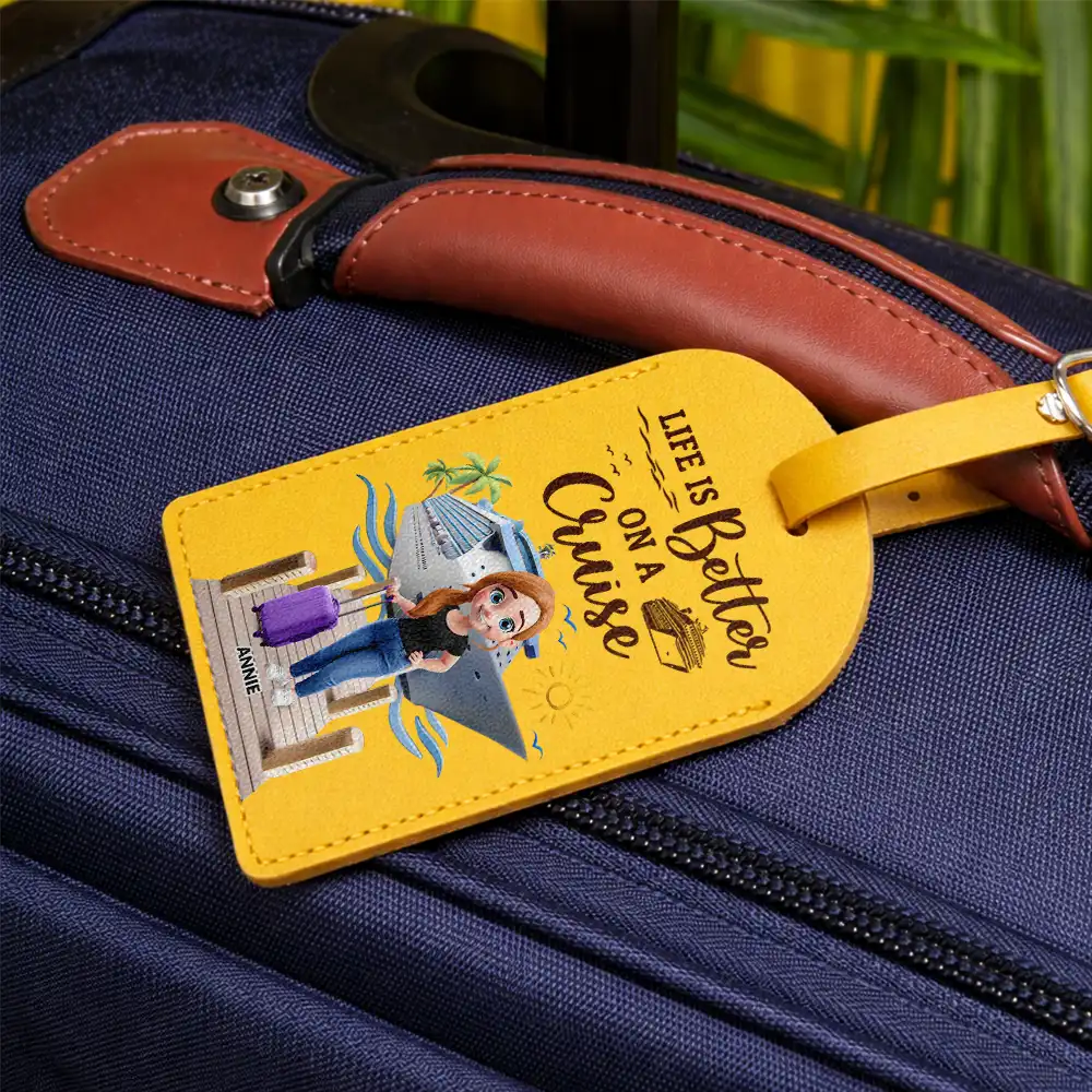 All My Cruise Crap - Personalized Leather Luggage Tag - Image 3