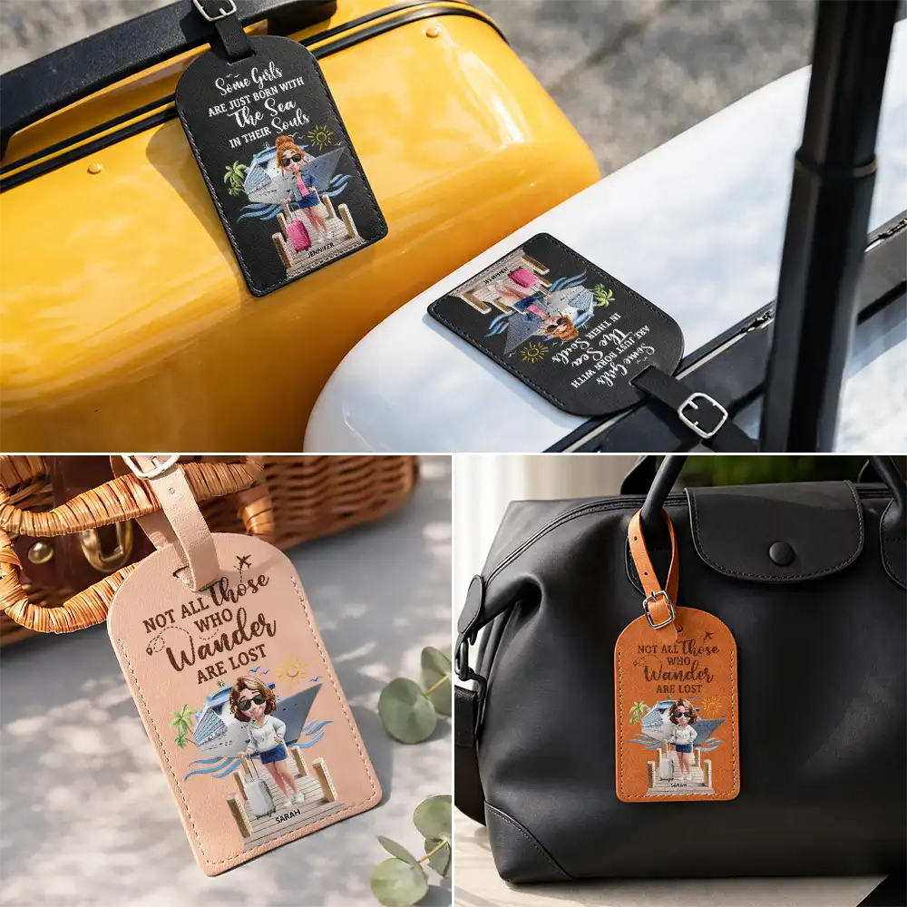 All My Cruise Crap - Personalized Leather Luggage Tag - Image 4