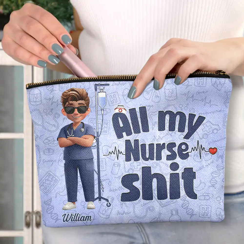 All My Nurse Sh*t - Personalized Cosmetic Bag - Image 3
