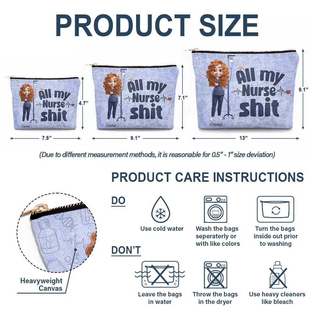 All My Nurse Sh*t - Personalized Cosmetic Bag - Image 6