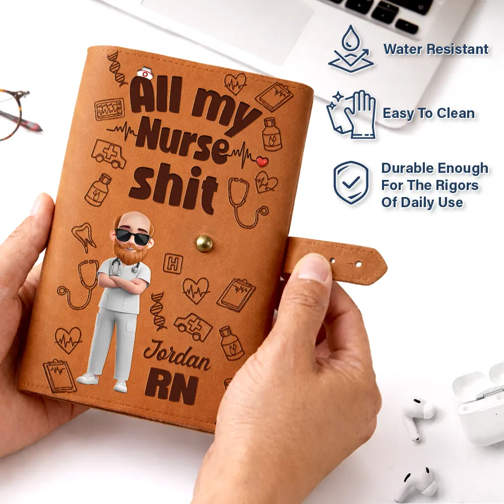 All My Nurse Sh*t - Personalized Leather Cable Bag - Image 6