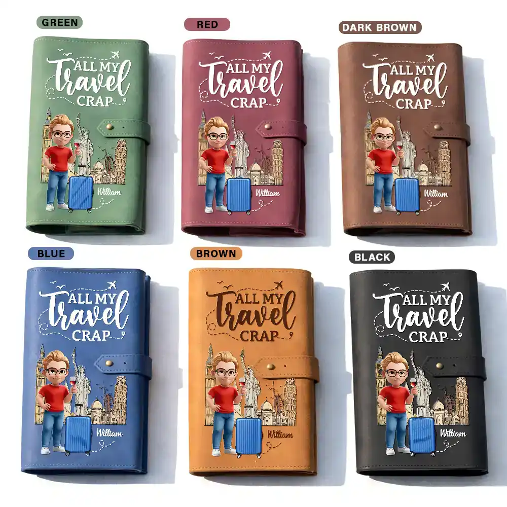 All My Travel Crap 3D Effect Woman Man - Personalized Leather Cable Bag - Image 3