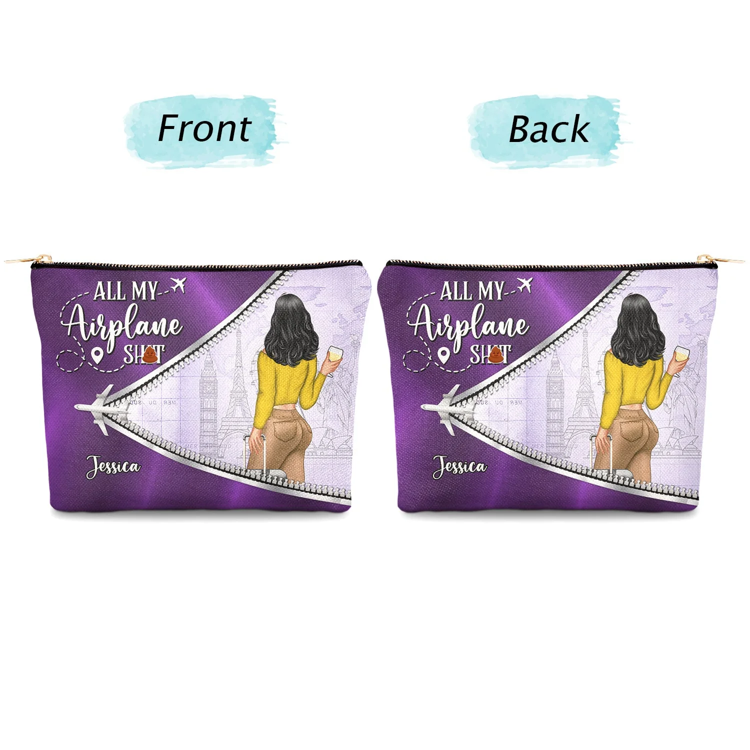 All My Travel Crap - Funny Gift For Traveling Lovers, Travelers, Women - Personalized Cosmetic Bag - Image 4