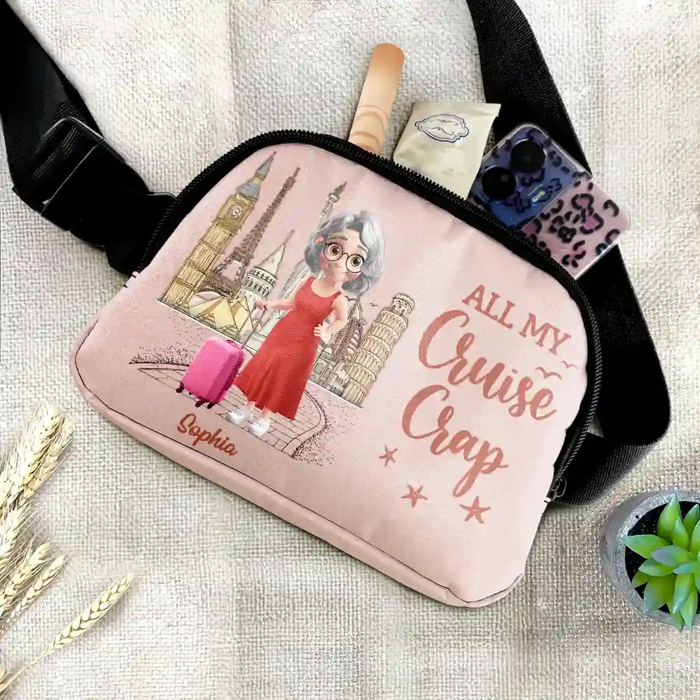 All My Travel Crap - Personalized Crossbody Belt Bag - Image 2