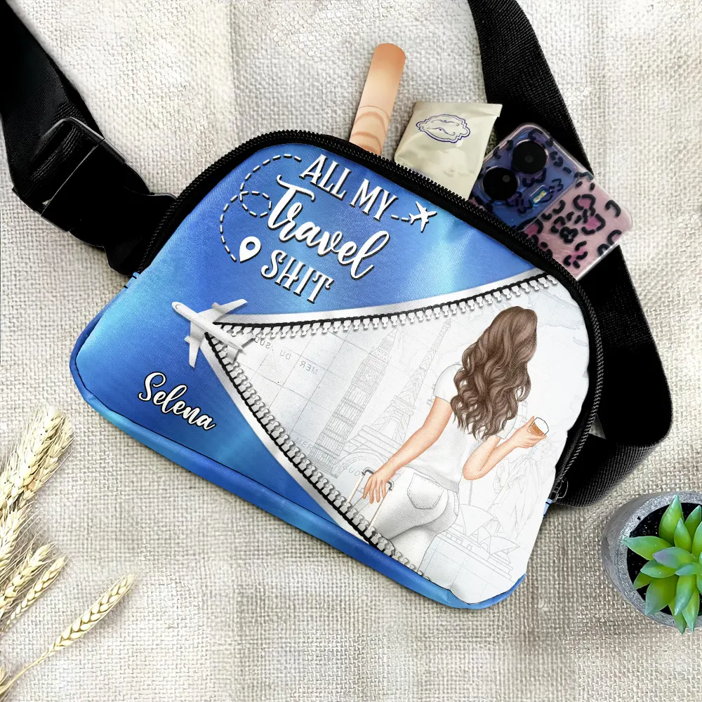 All My Travel Crap - Personalized Crossbody Belt Bag - Image 2