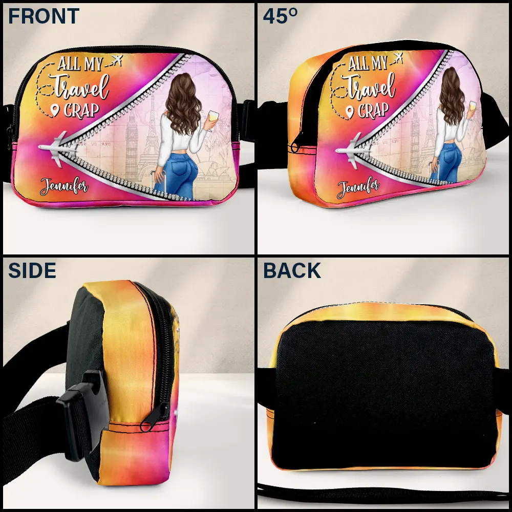 All My Travel Crap - Personalized Crossbody Belt Bag - Image 3