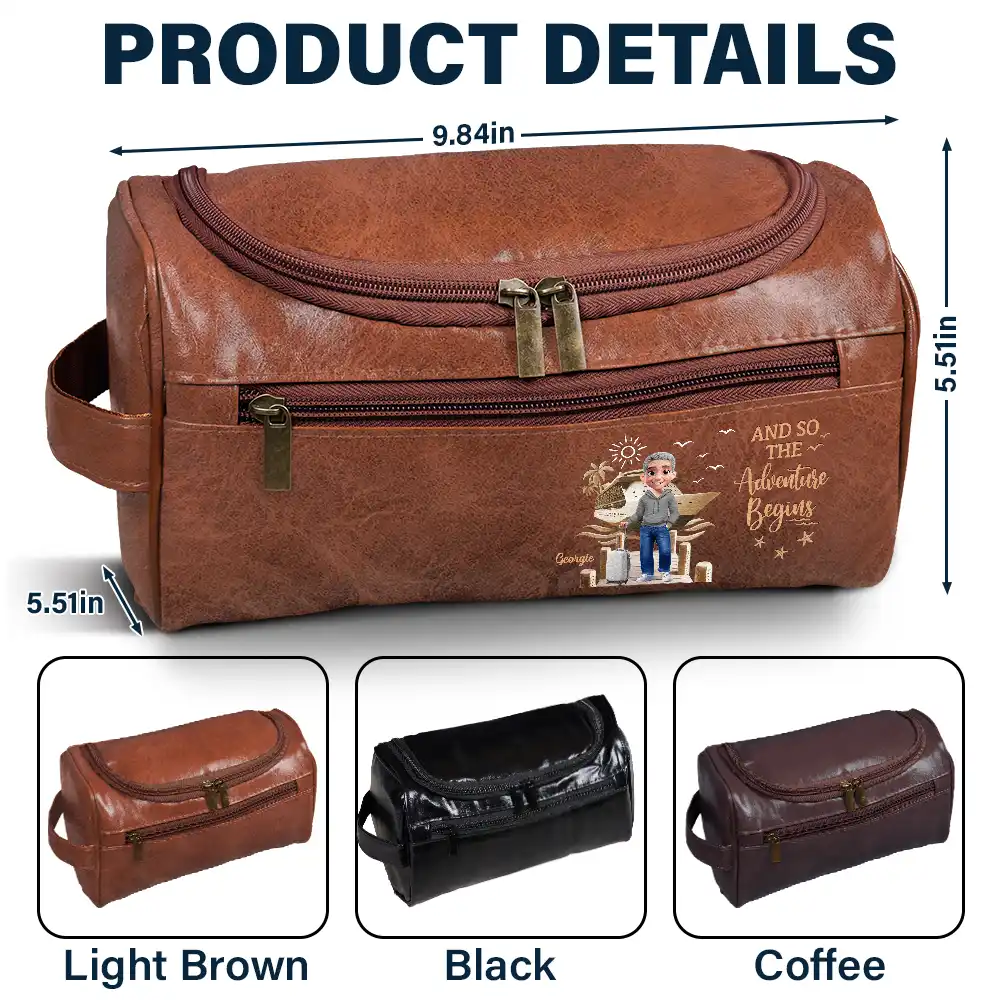 All My Travel Crap - Personalized Leather Toiletry Bag - Image 5