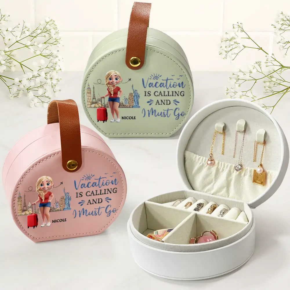 All My Travel Jewelry Stuff - Personalized Jewelry Box With Handle - Image 2