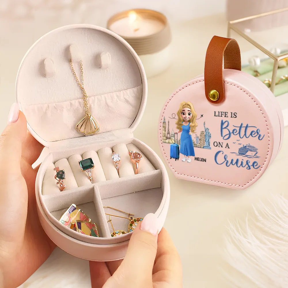 All My Travel Jewelry Stuff - Personalized Jewelry Box With Handle - Image 3