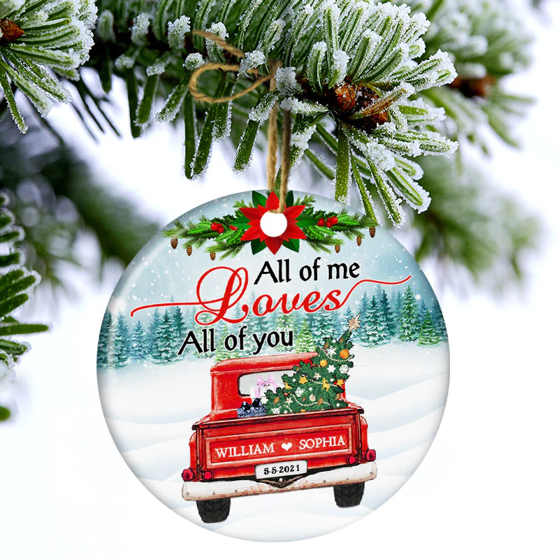 All Of Me - Gift For Couple - Personalized Custom Circle Ceramic Ornament - Image 2