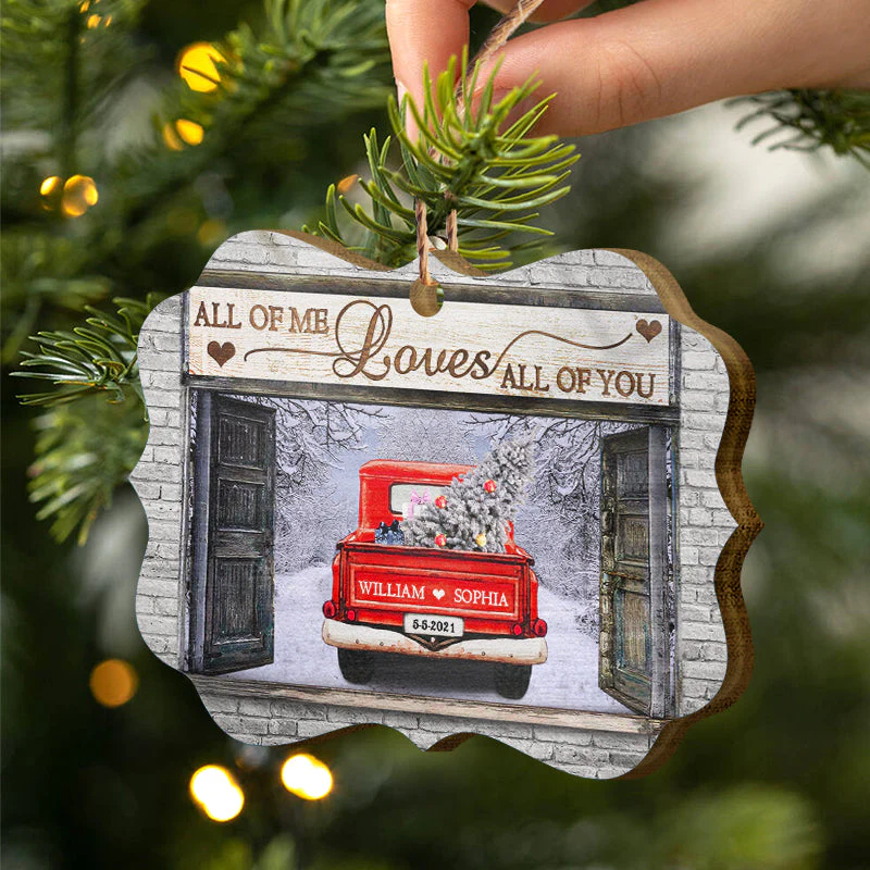All Of Me Loves All Of You - Christmas Gift For Couple - Personalized Custom Wooden Ornament, Aluminum Ornament - Image 3