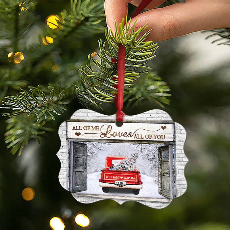 All Of Me Loves All Of You - Christmas Gift For Couple - Personalized Custom Wooden Ornament, Aluminum Ornament - Image 5