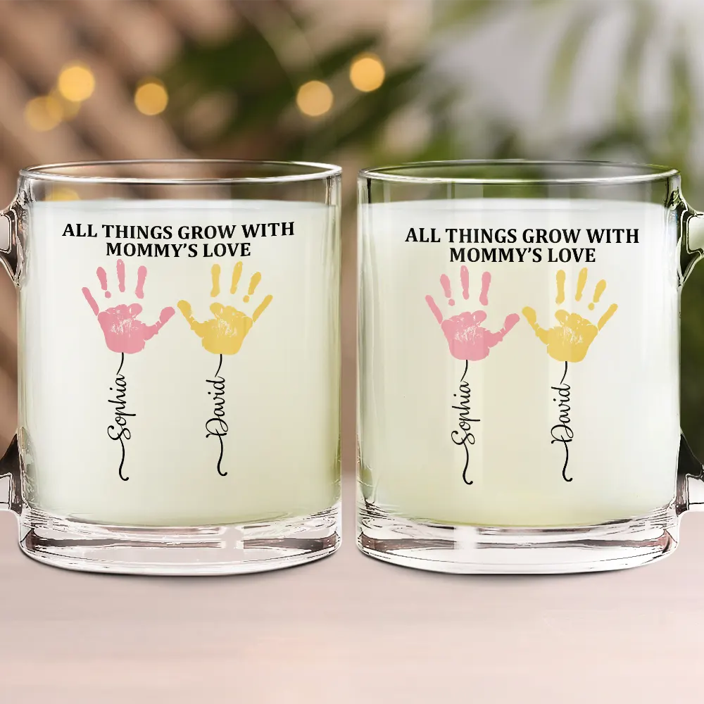 All Things Grow With Mom's Grandma's Love - Personalized Glass Mug - Image 2