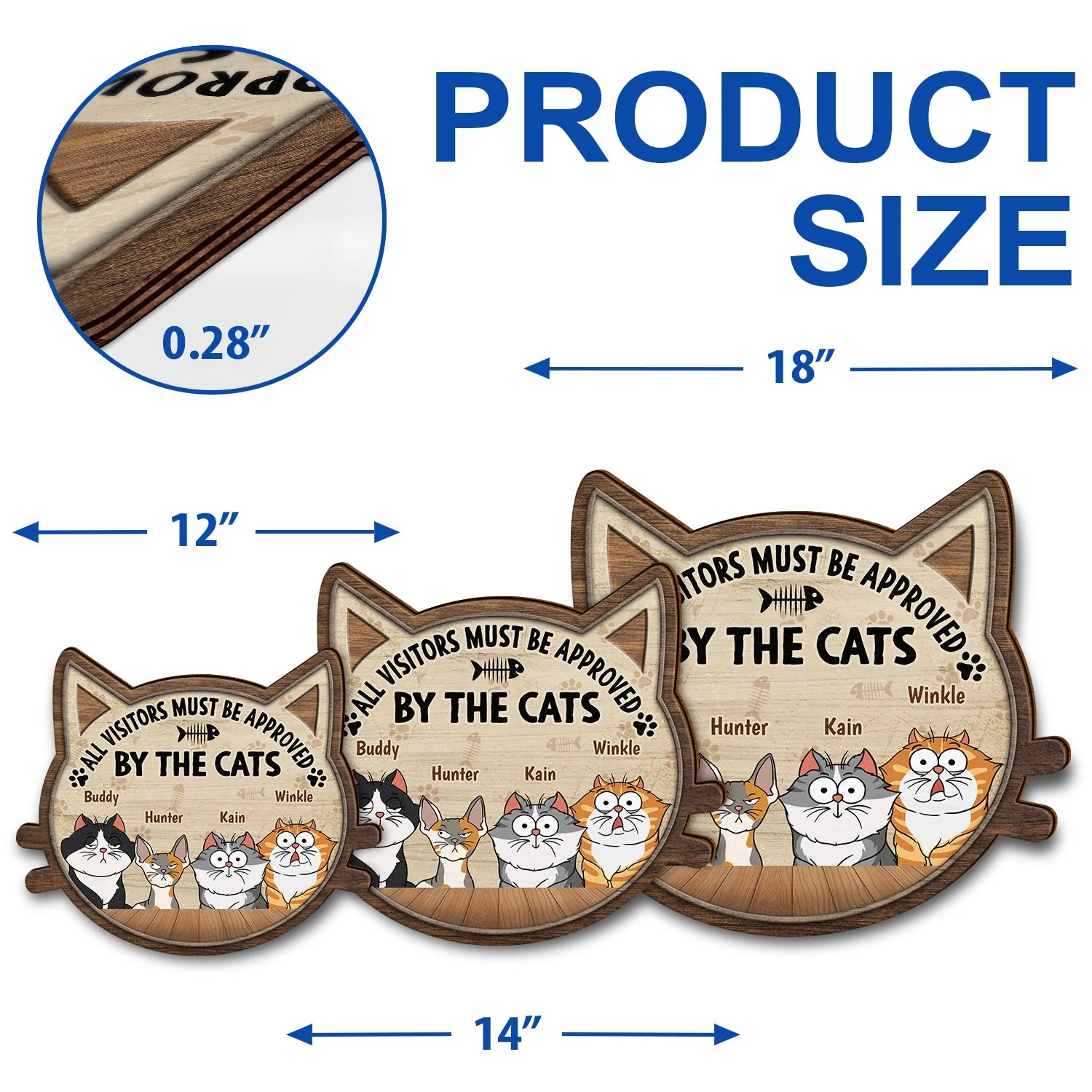 All Visitors Must Be Approved By - Gift For Cat Lovers - Personalized Custom Shaped Wood Sign - Image 5