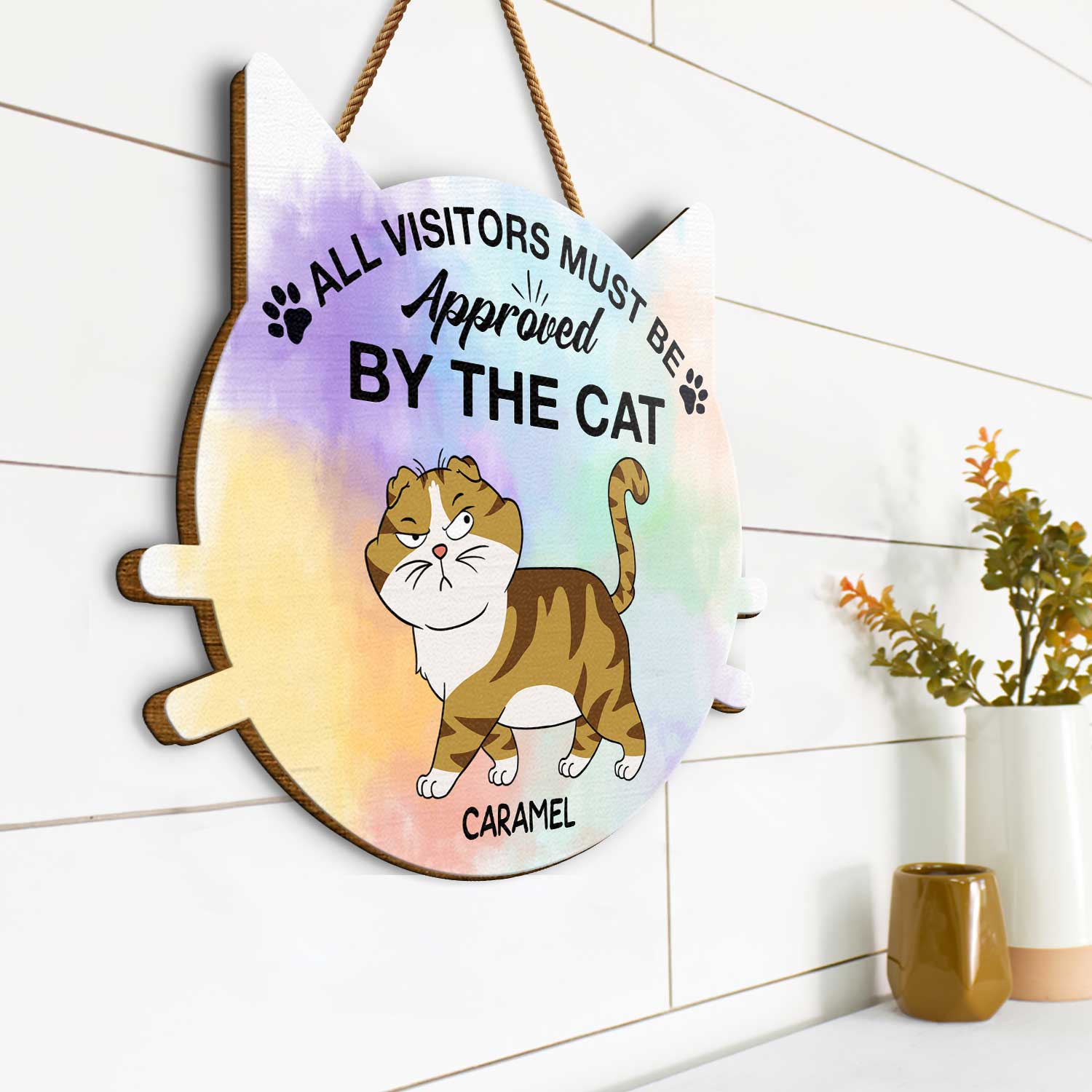 All Visitors Must Be Approved By The Cats - Gift For Cat Lovers - Personalized Custom Shaped Wood Sign - Image 2