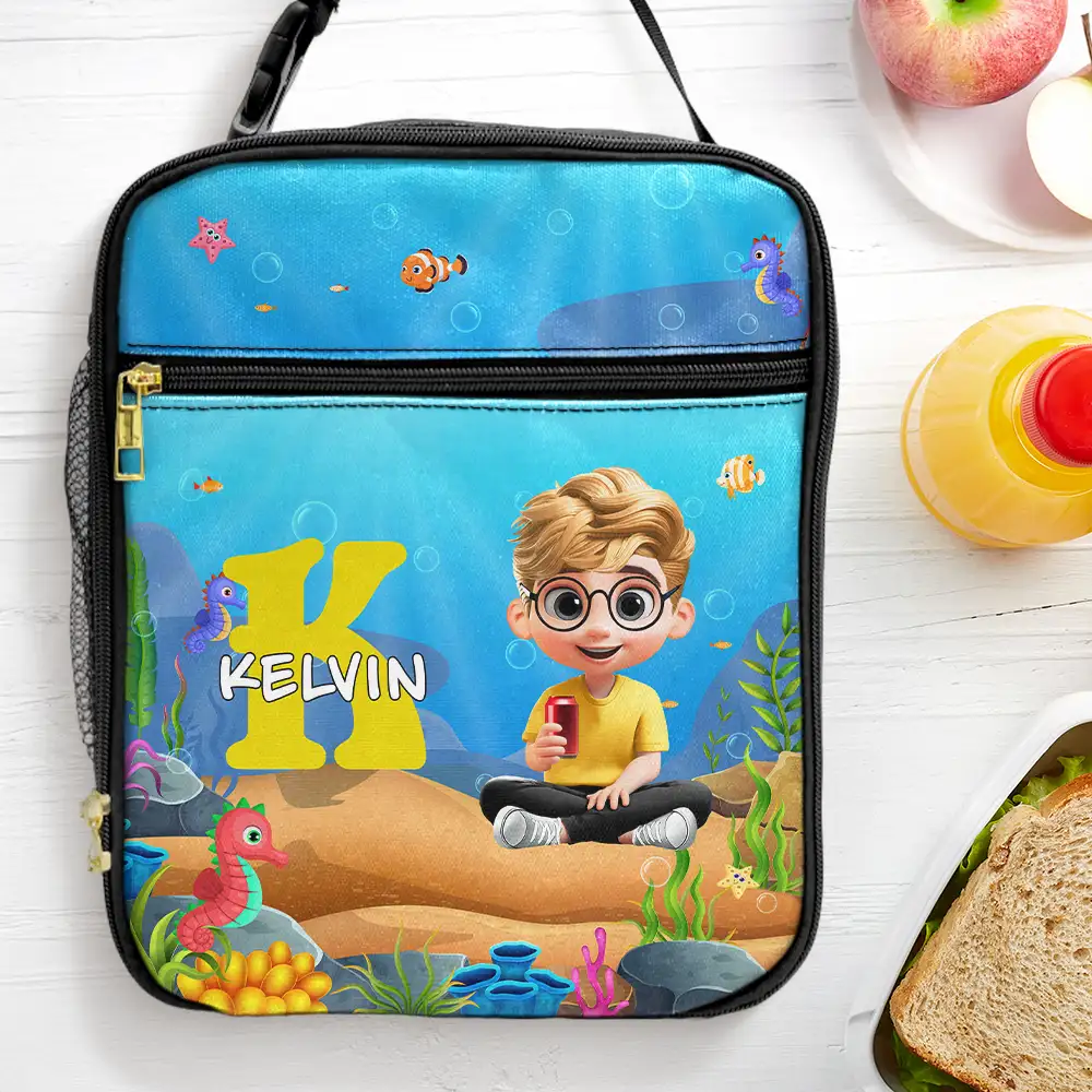 Alphabet Name 3D Effect Kid - Personalized Kids Lunch Bag - Image 3