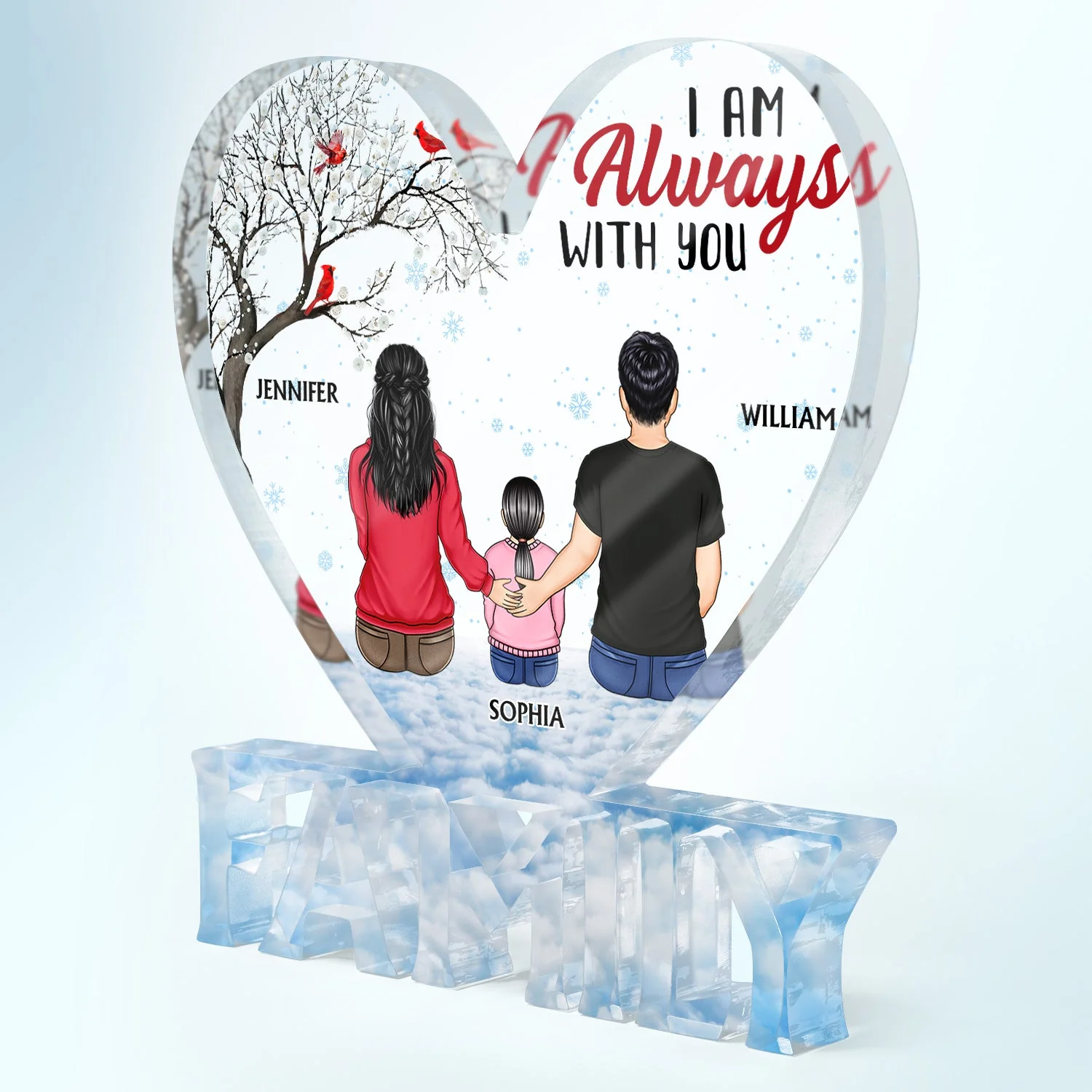 Although You Cannot See Me I'm Always With You - Christmas, Memorial Gift For Family, Parents, Couple - Personalized Family Shaped Acrylic Plaque - Image 2
