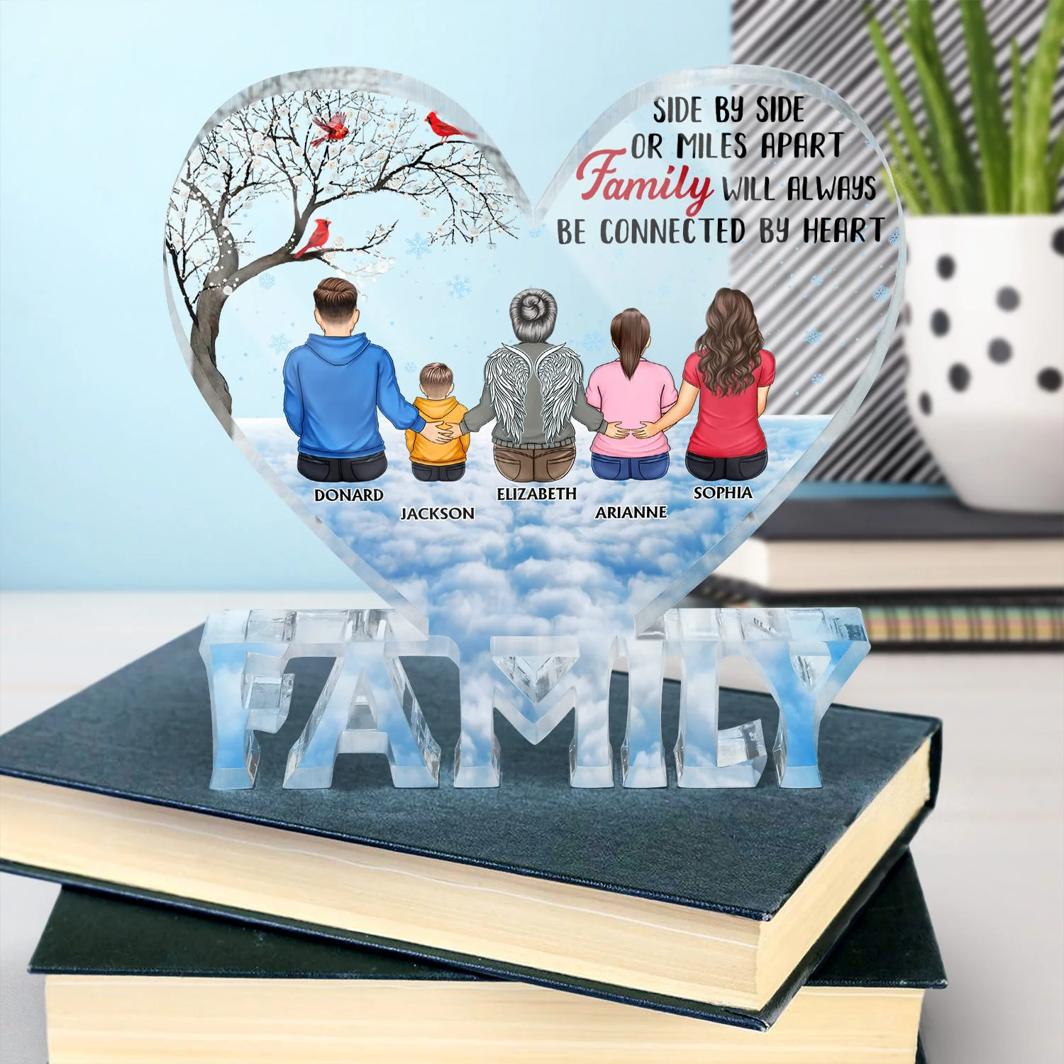 Although You Cannot See Me I'm Always With You - Christmas, Memorial Gift For Family, Parents, Couple - Personalized Family Shaped Acrylic Plaque - Image 4