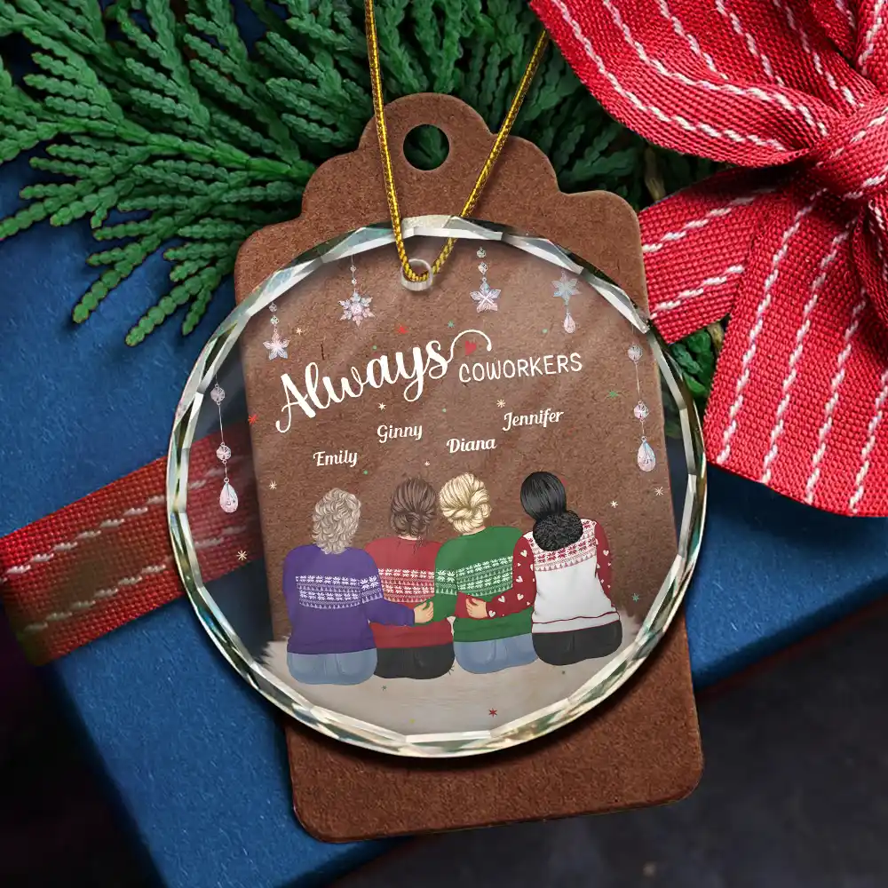 Always Besties Old Friends - Personalized Circle Glass Ornament - Image 5