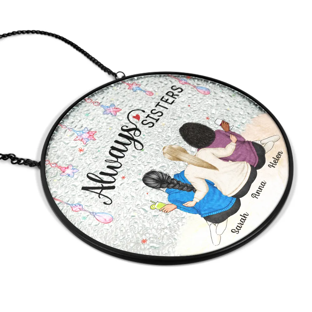 Always Besties - Personalized Stained Glass Window Hanging Suncatcher - Image 2
