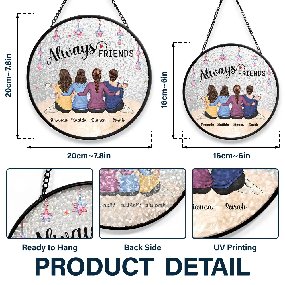Always Besties - Personalized Stained Glass Window Hanging Suncatcher - Image 3