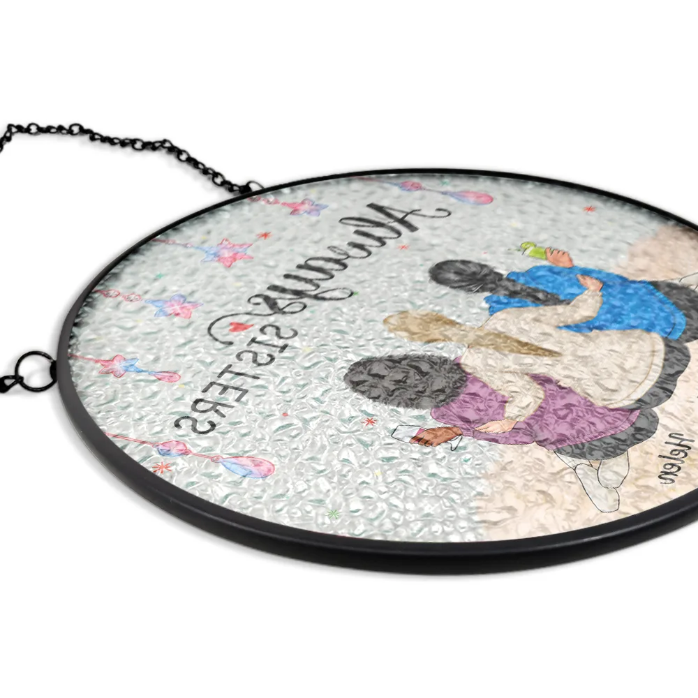 Always Besties - Personalized Stained Glass Window Hanging Suncatcher - Image 5