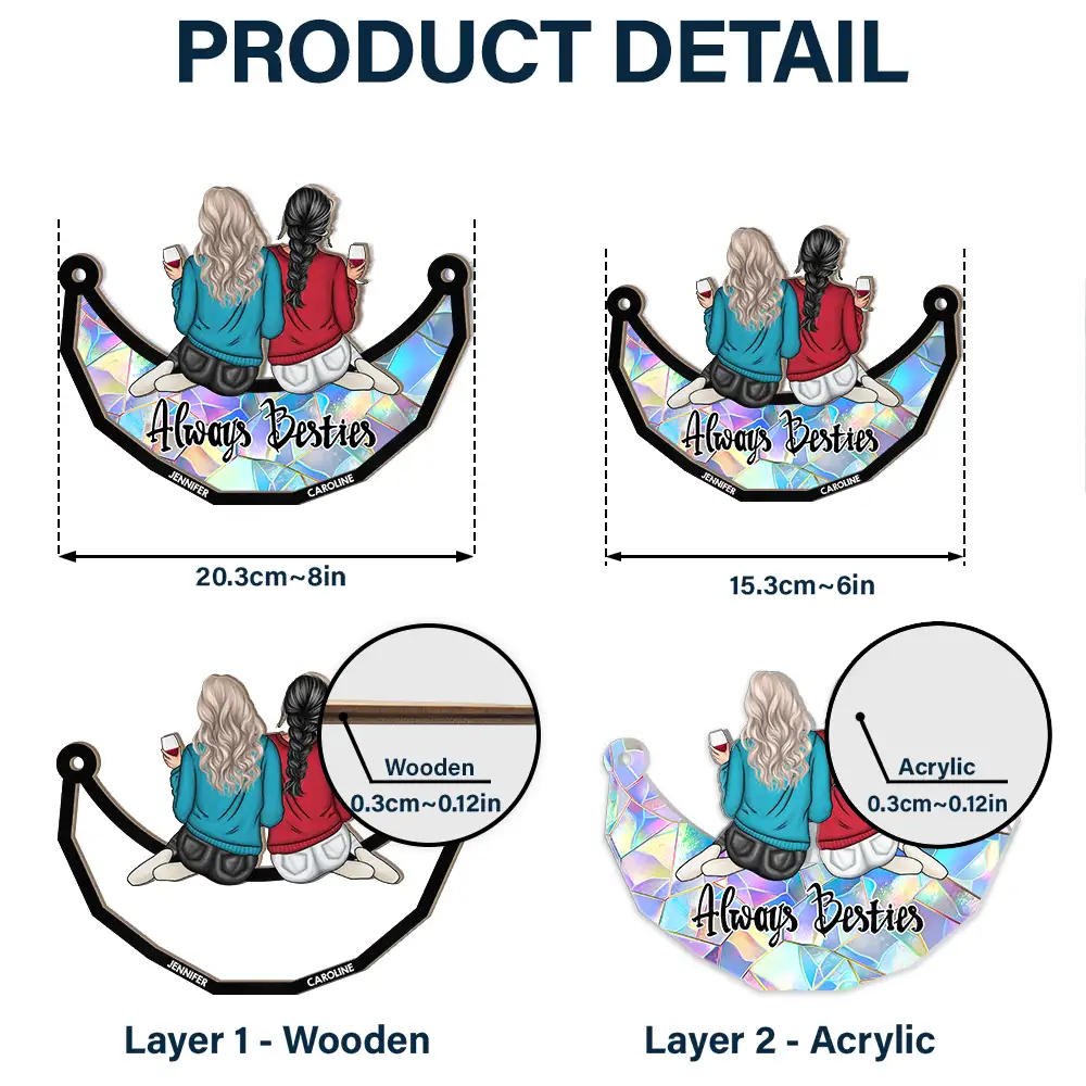 Always Besties - Personalized Window Hanging Suncatcher Ornament - Image 5