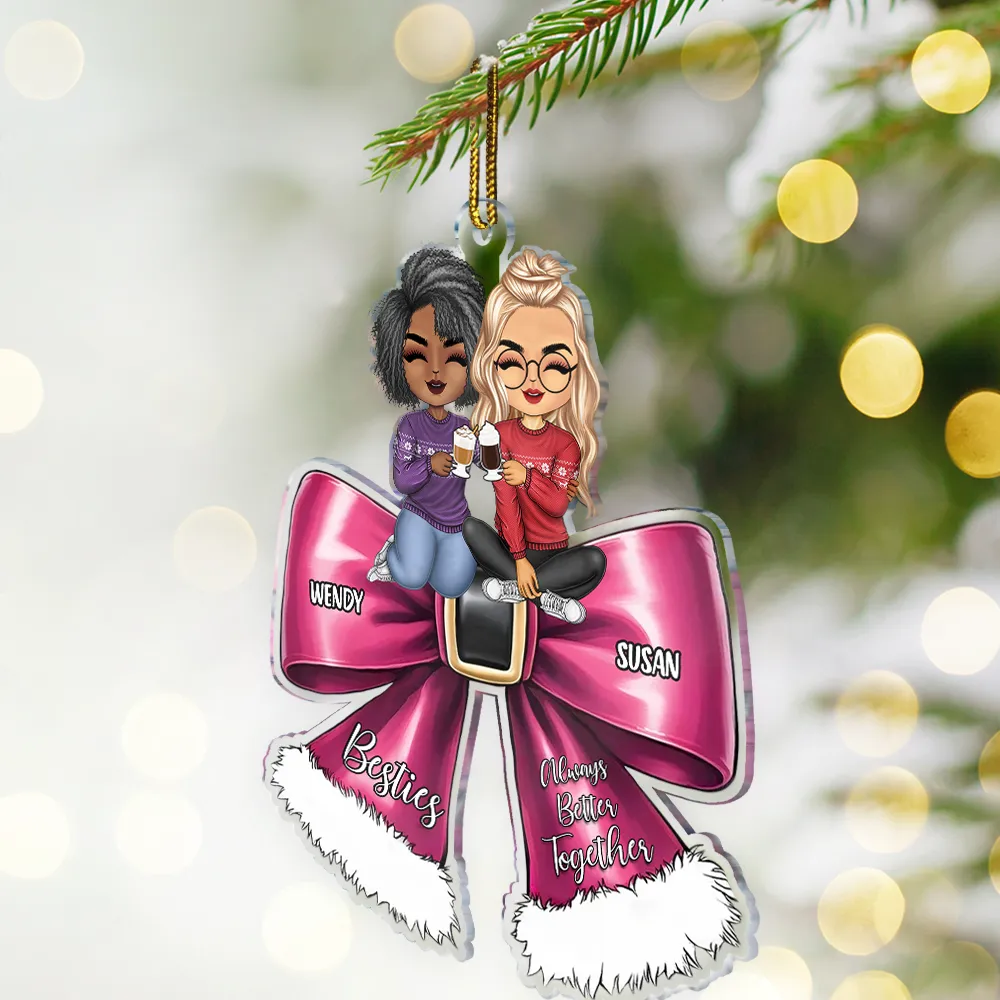 Always Better Together Besties Christmas - Personalized Cutout Acrylic Ornament - Image 2