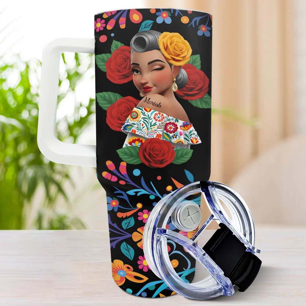Always Chingona Sometimes Cabrona But Never Pendeja Hispanic - Personalized 40oz Tumbler With Straw - Image 3