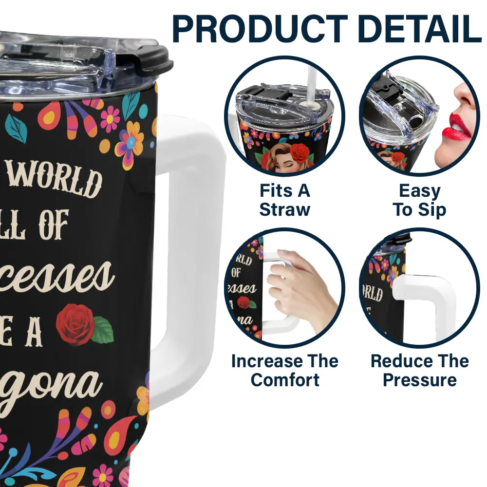 Always Chingona Sometimes Cabrona But Never Pendeja Hispanic - Personalized 40oz Tumbler With Straw - Image 5