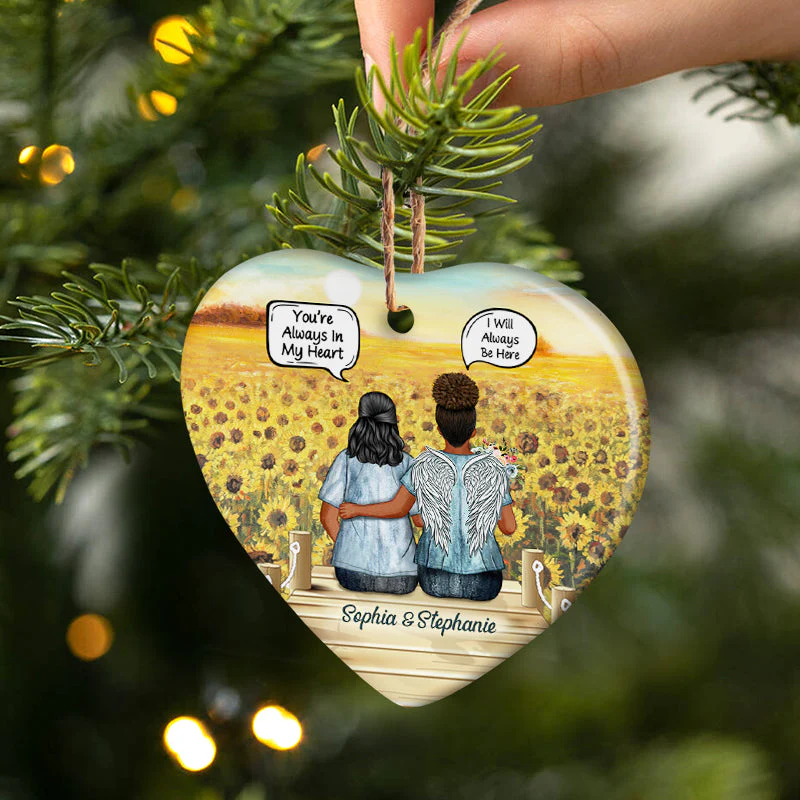 Always In My Heart Middle Aged Couple - Memorial Gift - Personalized Custom Ceramic Ornament - Image 2