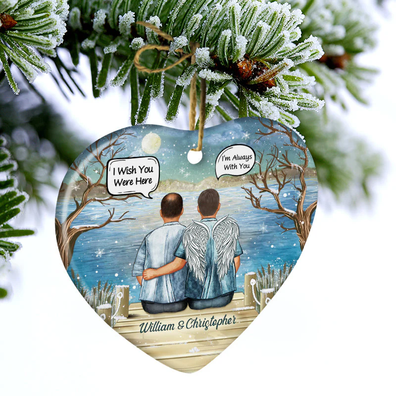 Always In My Heart Middle Aged Couple - Memorial Gift - Personalized Custom Ceramic Ornament - Image 3