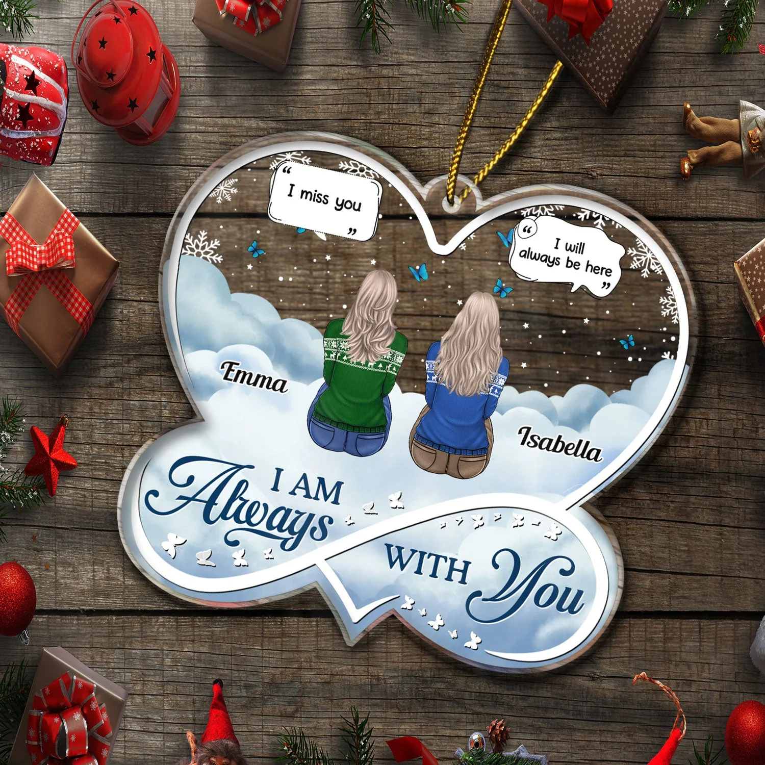 Always On My Mind Forever In My Heart Forever Loved - Christmas Memorial Gift - Personalized Custom Shaped Acrylic Ornament - Image 5