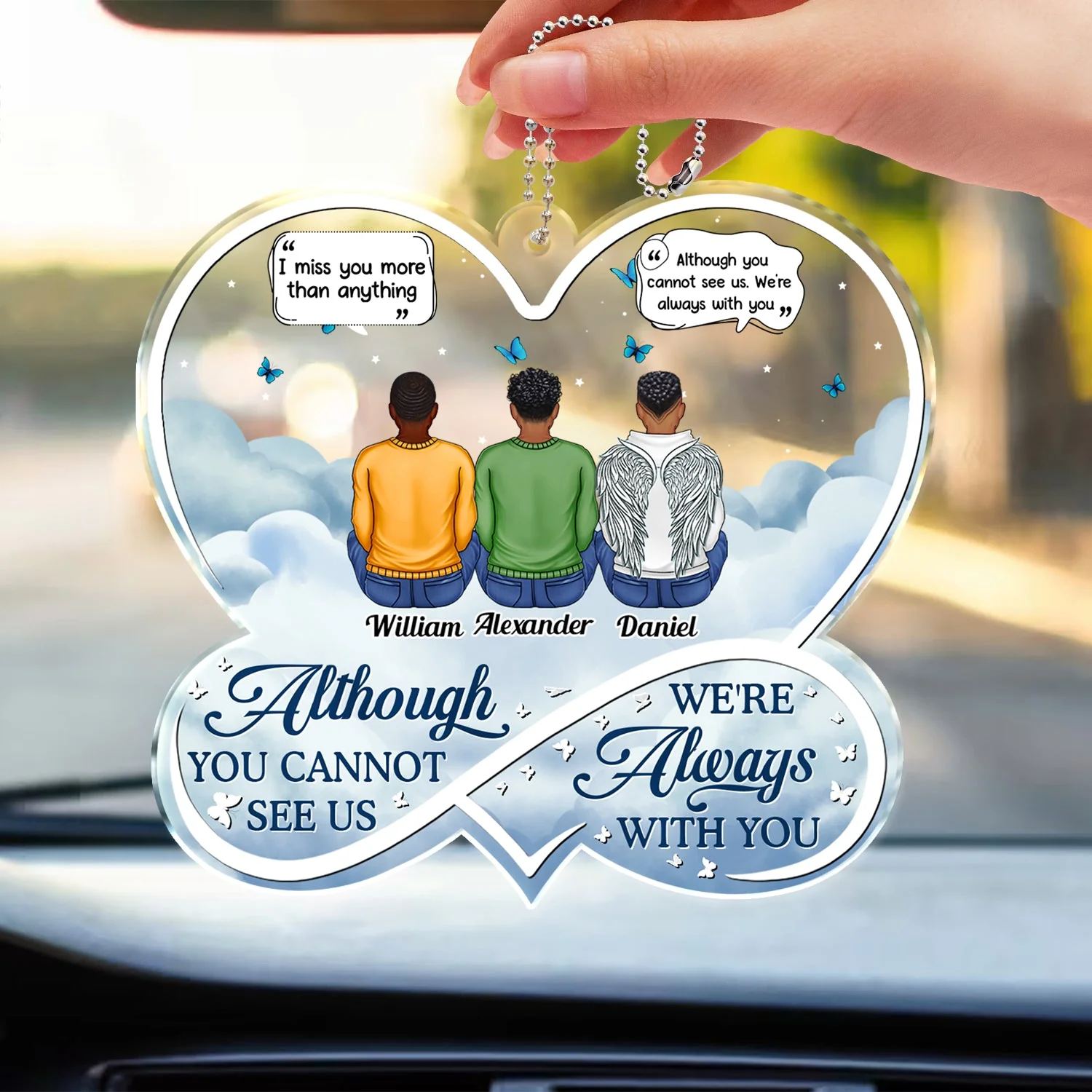Always On My Mind Forever In My Heart Forever Loved - Memorial Gift For Family - Personalized Acrylic Car Hanger - Image 3