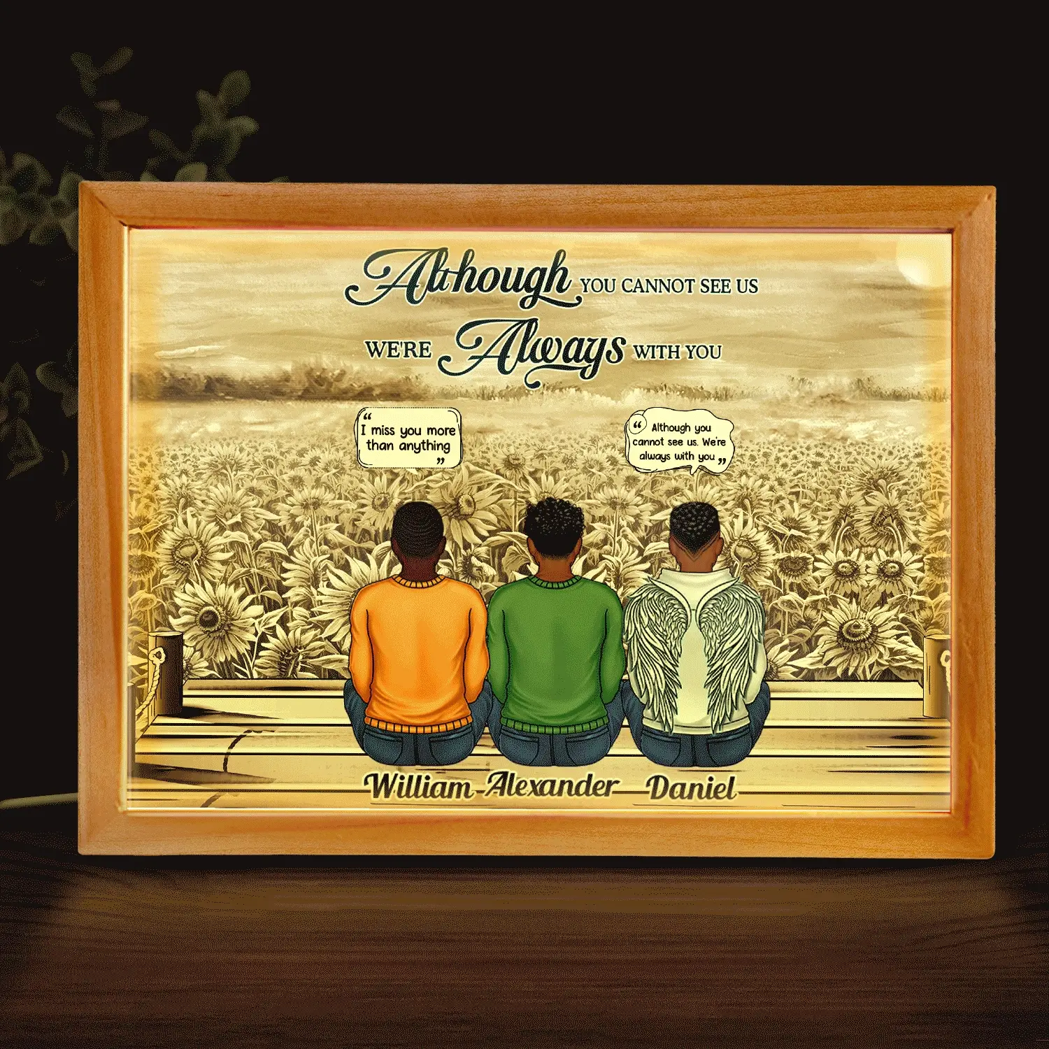 Always On Our Minds Forever In Our Hearts - Memorial Gift For Family, Siblings - Personalized Picture Frame Light Box - Image 2