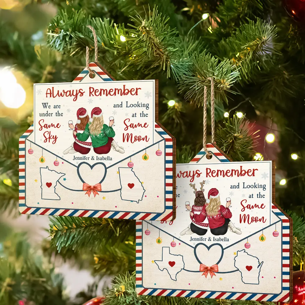 Always Remember We Are Under The Same Sky - Personalized Custom Shaped Wooden Ornament - Image 6