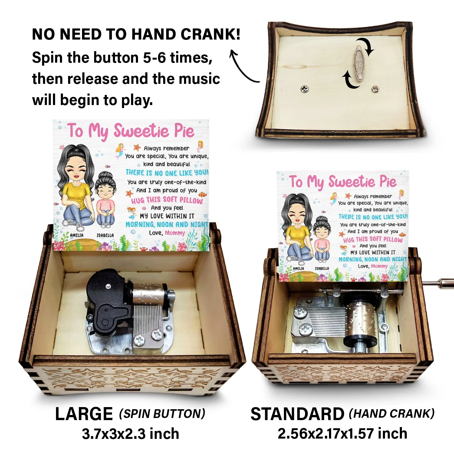 Always Remember You Are Special - Gift For Granddaughter, Grandson, Kids - Personalized Spin Button, Hand Crank Music Box - Image 4
