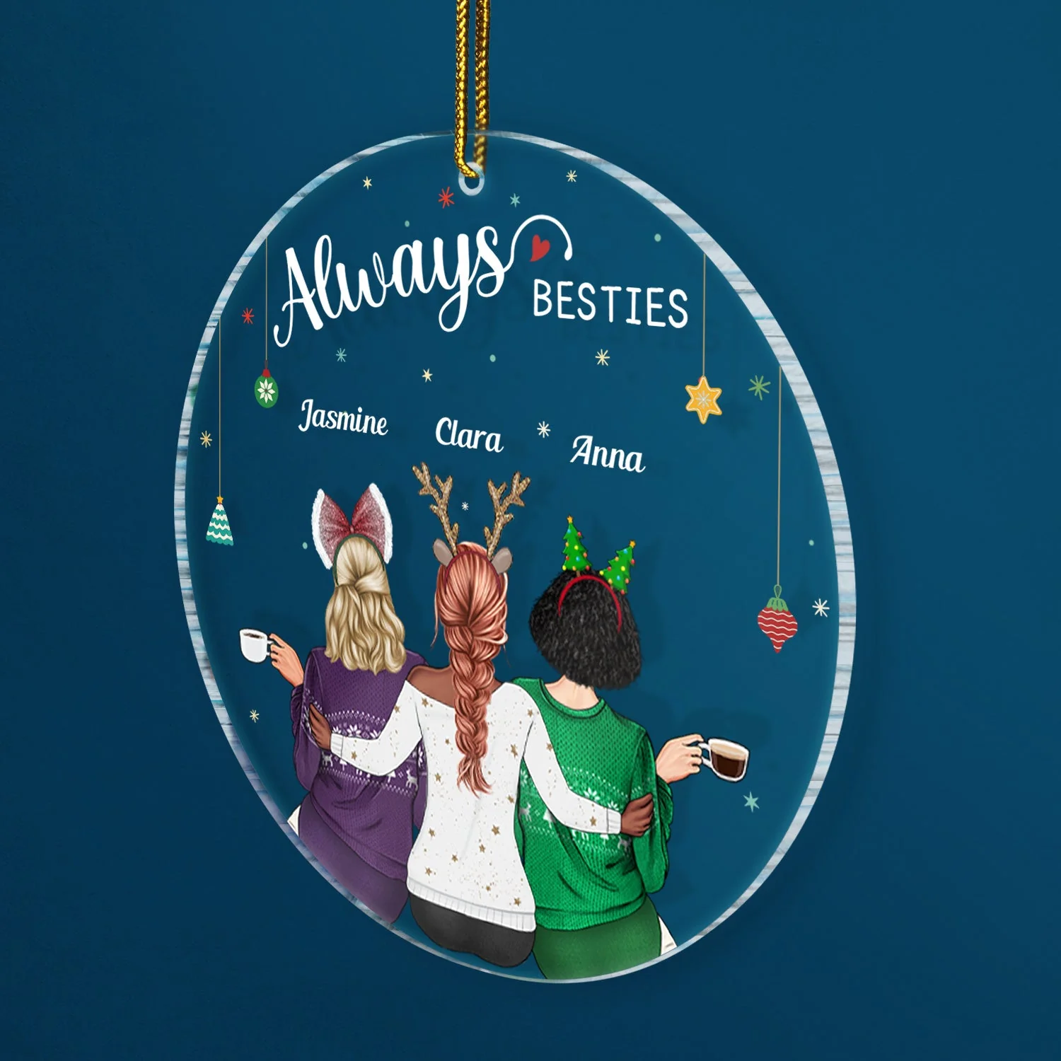 Always Sister - Christmas Gift For Sister, Siblings - Personalized Circle Acrylic Ornament - Image 2