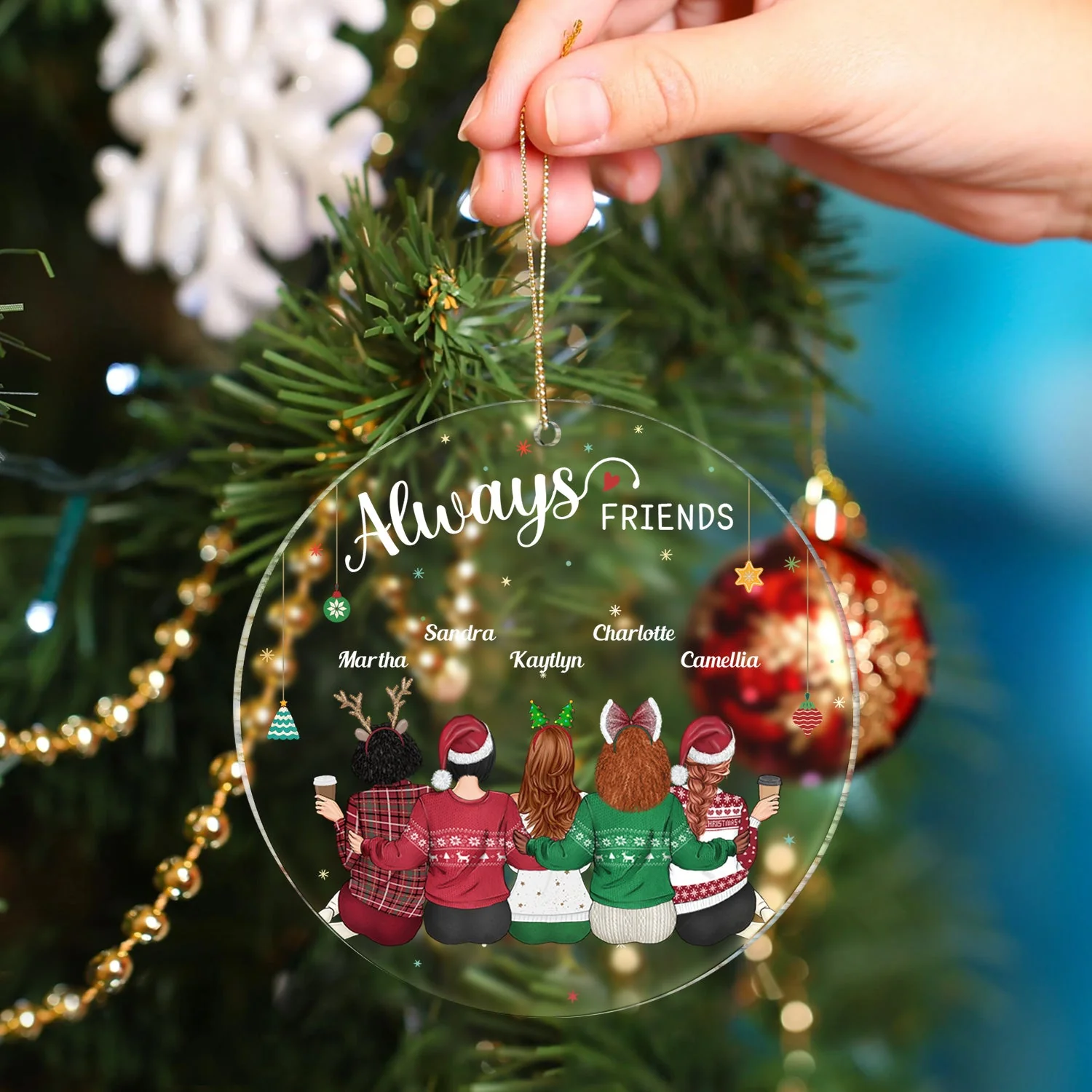 Always Sister - Christmas Gift For Sister, Siblings - Personalized Circle Acrylic Ornament - Image 4