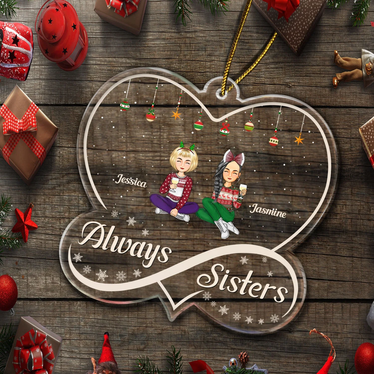 Always Sister - Christmas Gift For Sisters - Personalized Custom Shaped Acrylic Ornament - Image 5