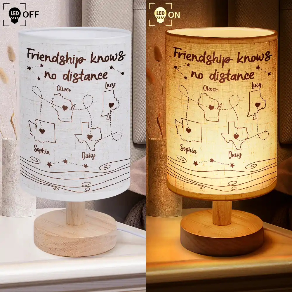 Always Under The Same Sky Long Distance Relationship - Personalized Fabric Lamp - Image 4