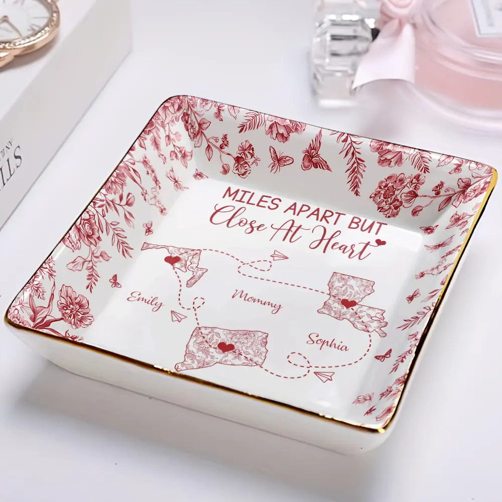 Always Under The Same Sky Toile Pattern - Personalized Ring Dish - Image 2