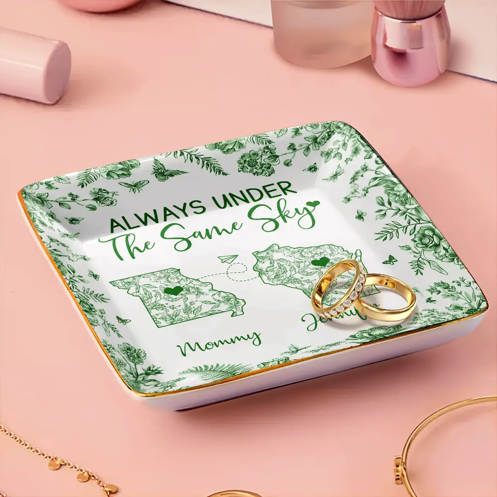 Always Under The Same Sky Toile Pattern - Personalized Ring Dish - Image 3