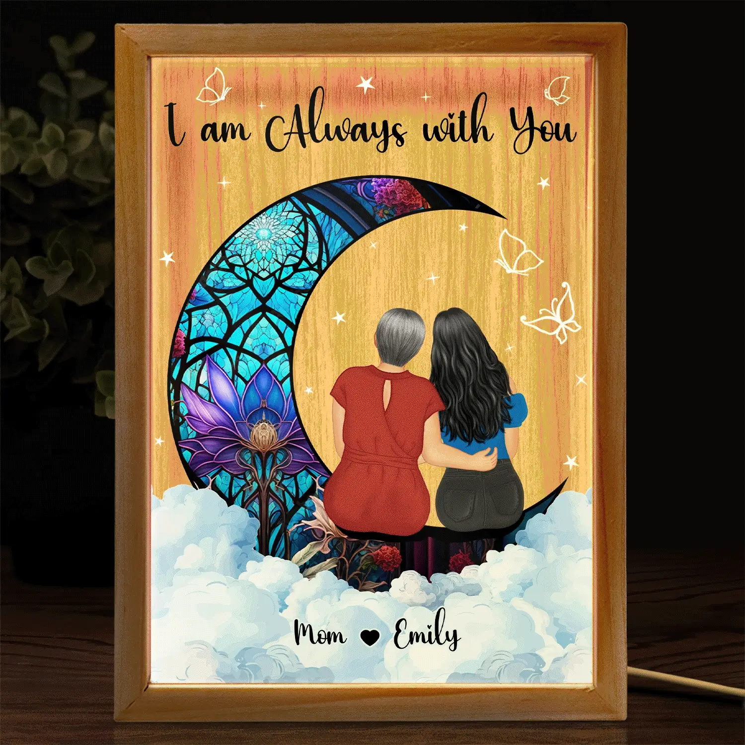 Always With You Mother Daughter - Memorial Gift - Personalized Picture Frame Light Box - Image 2
