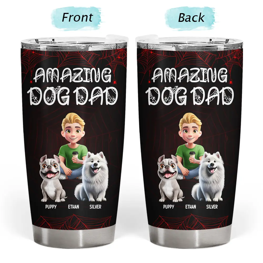Amazing Dog Dad Dog Mom - Personalized Tumbler - Image 4