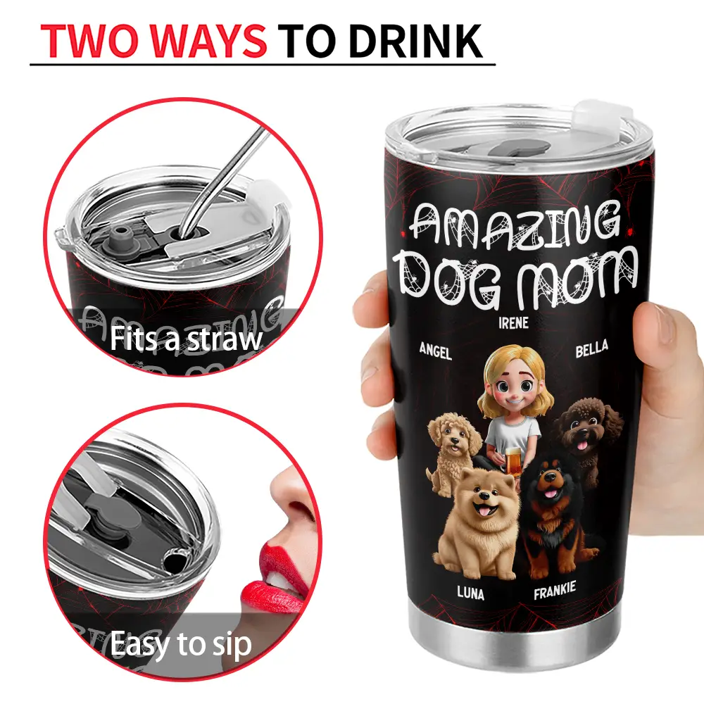 Amazing Dog Dad Dog Mom - Personalized Tumbler - Image 5