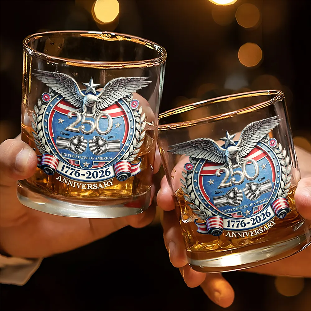 America 250 Anniversary Brother Hand Punch - Personalized Whiskey Glass - Image 3