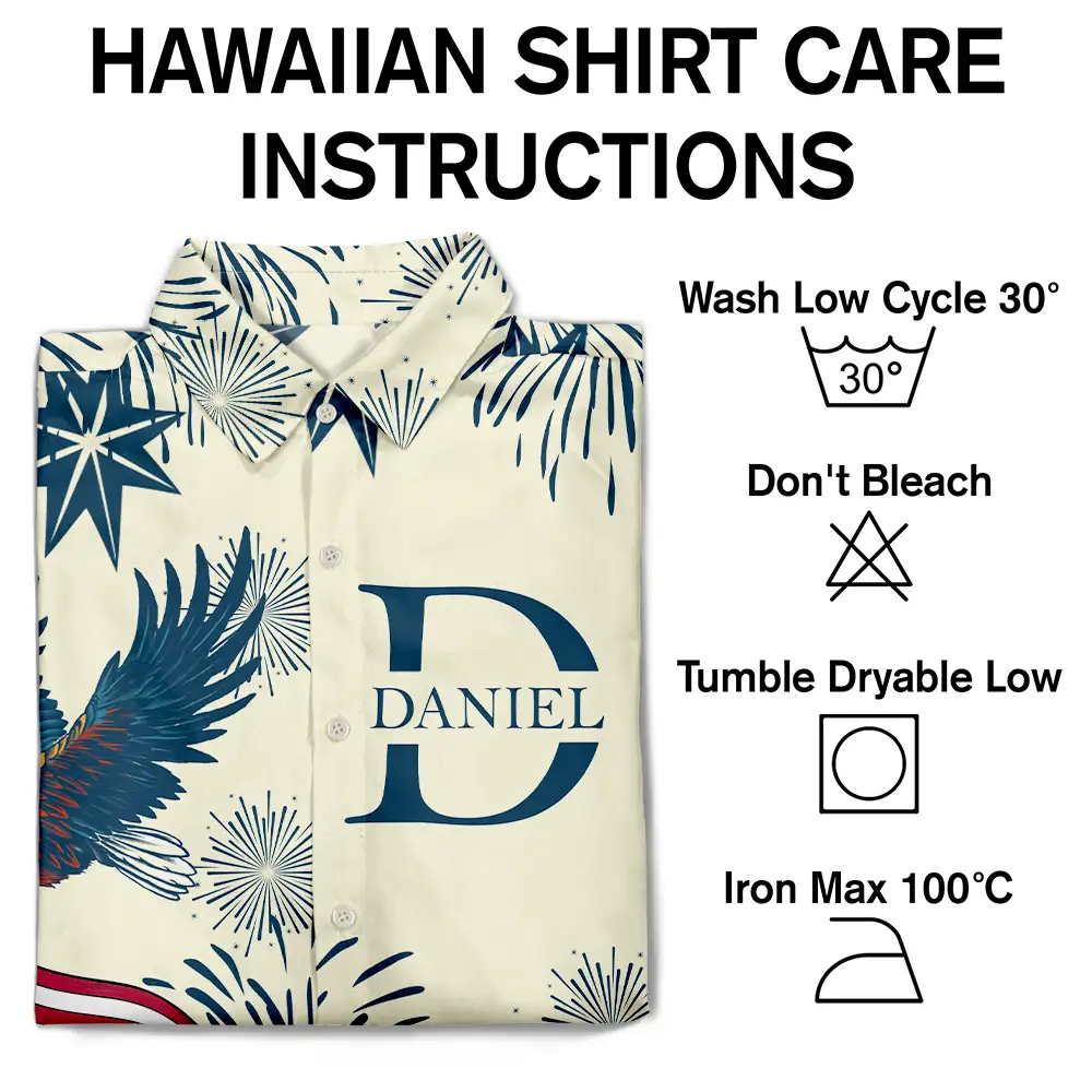 America 250 Anniversary Eagle USA Flag Custom Name - Personalized Hawaiian Shirt - Image 7