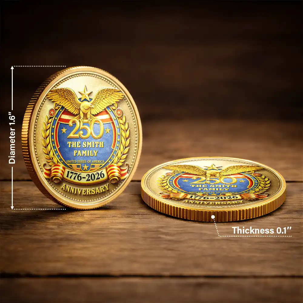 America 250 Anniversary Family Name - Personalized Commemorative Keepsake Coin - Image 3